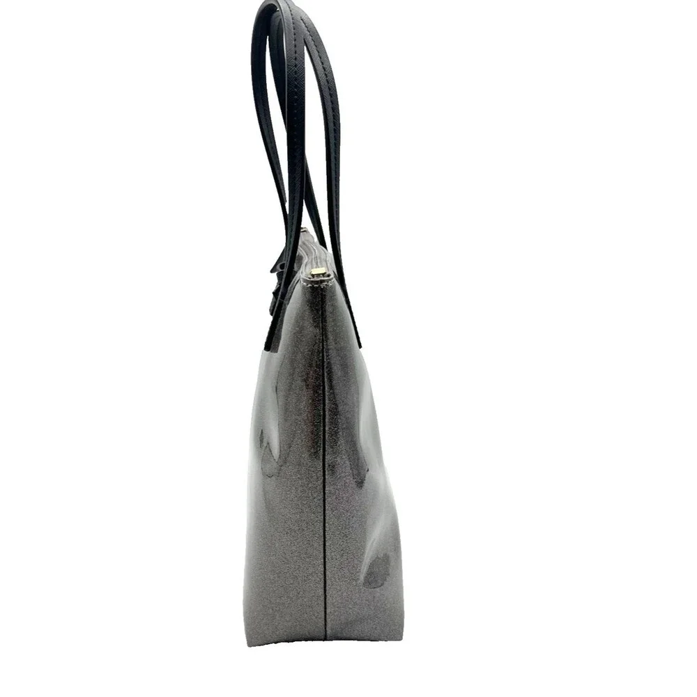 Kate Spade New York Mavis Street Jeralyn Silver Gray Glitter Tote Bag Purse READ